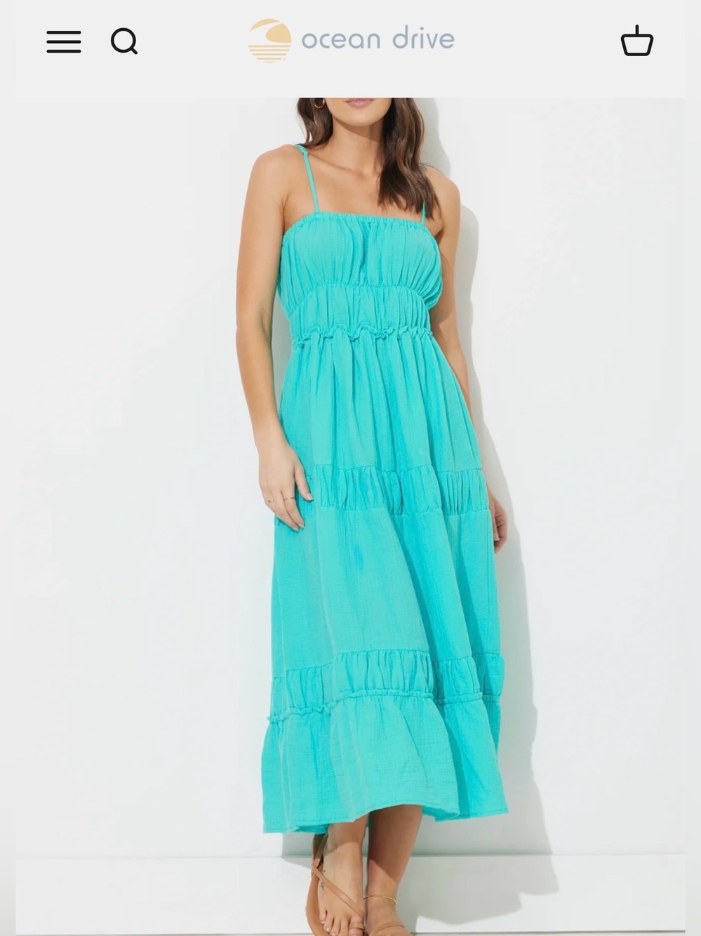 OCEAN DRIVE Clothing Teal Green Solid Gauze Maxi